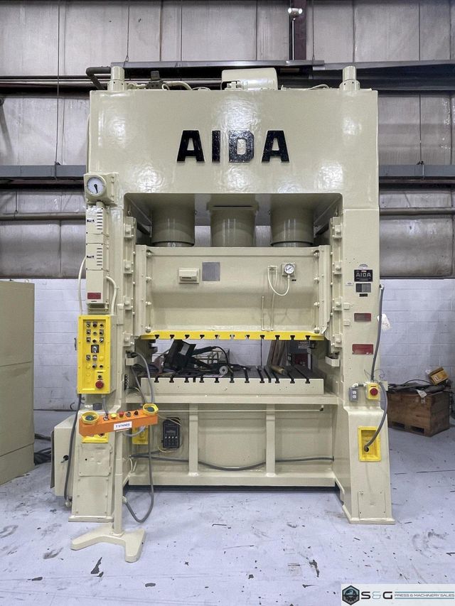 200 ton Aida PDA-20M Used Straight Side Mechanical Metal Stamping Press For Sale, Under Power!