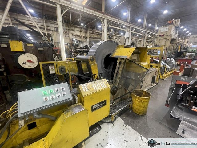20,000 lbs. x 30" US Machine Heavy Duty Coil Cradle - Straightener and Servo Feed Coil Feed Line, Quoted with New Servo Controls