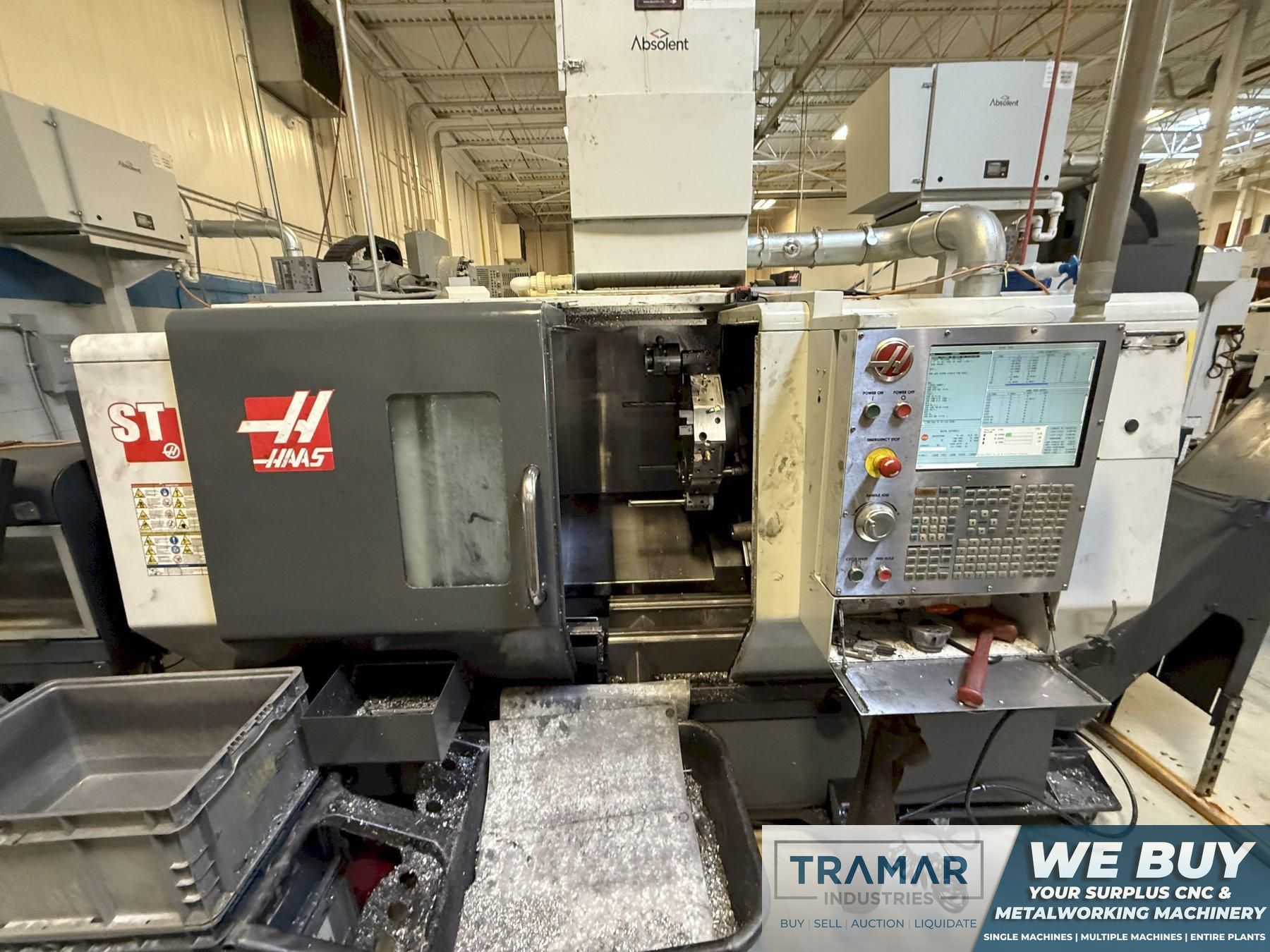 Used 2012 Haas ST-20 CNC Lathe with Bar Feeder For Sale