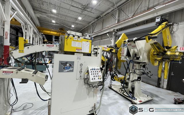 6,000 x 12" Coe Press Equipment High Strength Steel Coil Feed Line with Double End Reel, Powered Straightener, and Combination Servo Feed Straightener, Year 2015