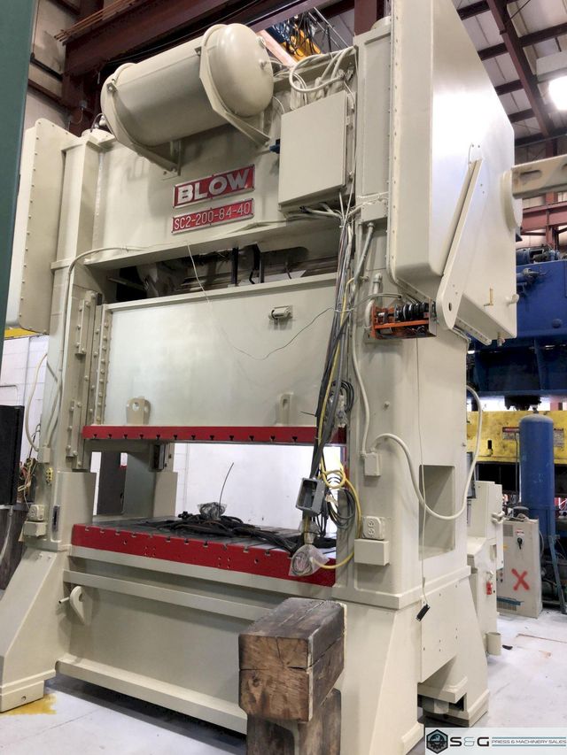 200 Ton Blow SC2-200-84-40 Straight Side Mechanical Metal Stamping Press For Sale, New 1992