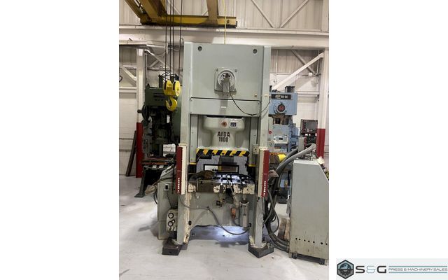 121 ton Aida NS1-1100 Single Point Eccentric Geared Straight Side Mechanical Metal Stamping Press, New 2001