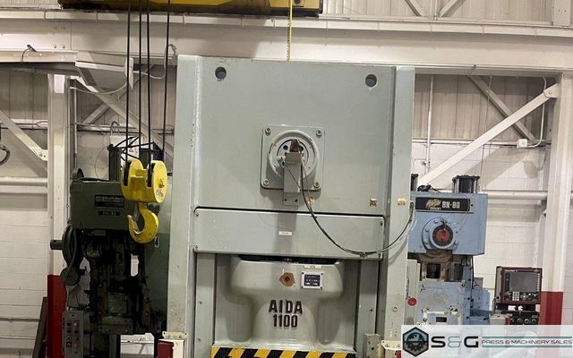 121 ton Aida NS1-1100 Single Point Eccentric Geared Straight Side Mechanical Metal Stamping Press, New 2001