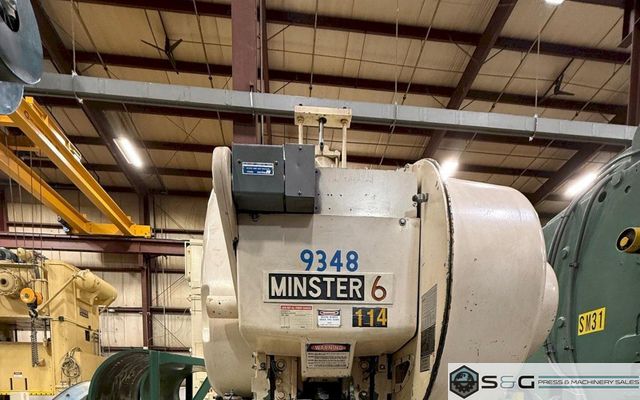 60-ton Minster #6SS Open Back Inclinable Geared Press For Sale, Year 1986
