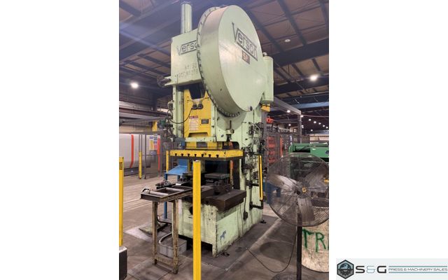 150 ton Verson Single Crank Mechanical Metal Stamping Gap Frame Press For Sale, Model 150-OBG Includes Mechanical Recondition!