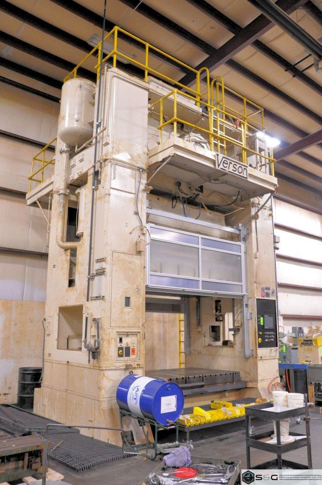 800 TON VERSON SE2-800-108-60T STRAIGHT SIDE MECHANICAL METAL STAMPING PRESS FOR SALE, PREVIOUSLY RECONDITIONED WITH UPDATED CIECO CONTROLS