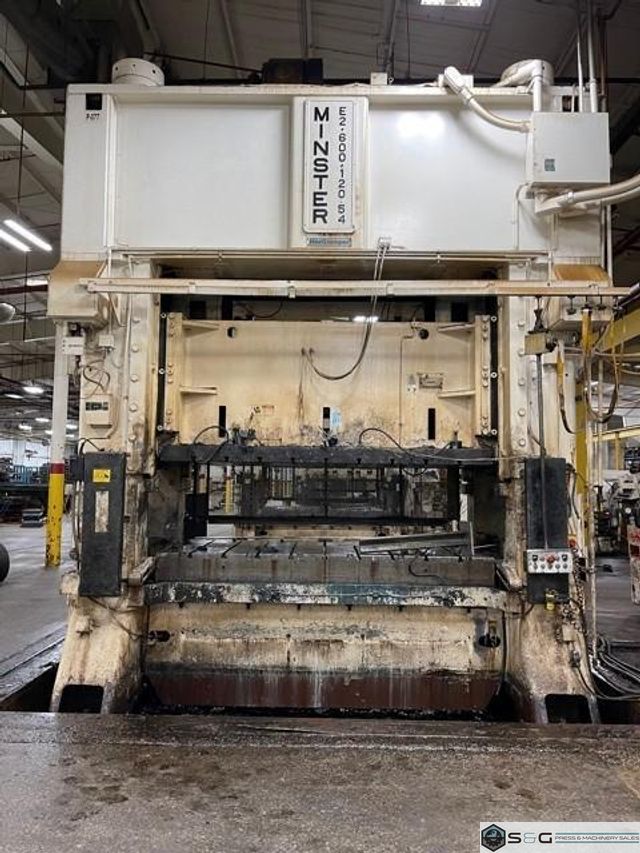 600 ton Minster E2-600-120-54 Hevi-Stamper Press, New 1992