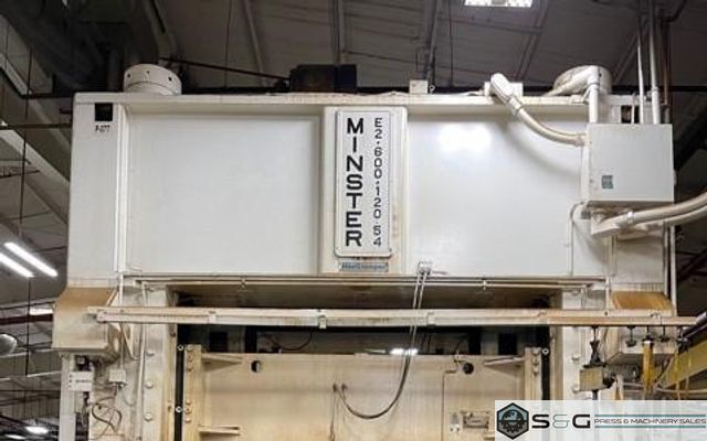 600 ton Minster E2-600-120-54 Hevi-Stamper Press, New 1992