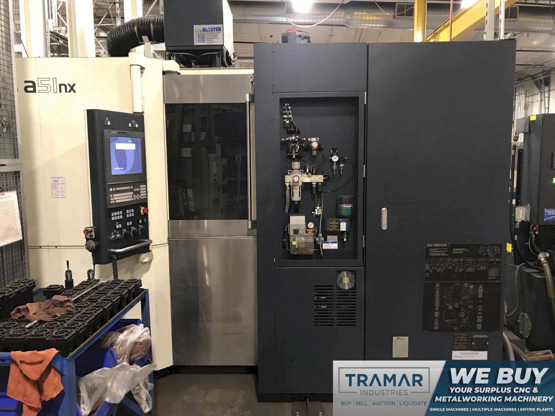 Makino a51nx Horizontal Machining Center with 66 Station Makino MMC2 Machining Cell
