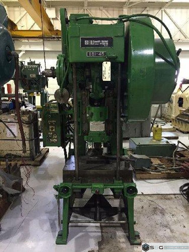 45 Ton SB Johnson, 45-FW-AC,  Used Mechanical Metal Stamping Gap Frame Press For Sale, Under Power at S&G Press