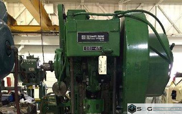 45 Ton SB Johnson, 45-FW-AC,  Used Mechanical Metal Stamping Gap Frame Press For Sale, Under Power at S&G Press