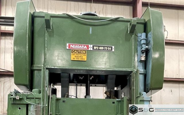 400 ton Niagara BP2-400-72-54 Used Straight Side Mechanical Metal Stamping Press For Sale, Year 1988