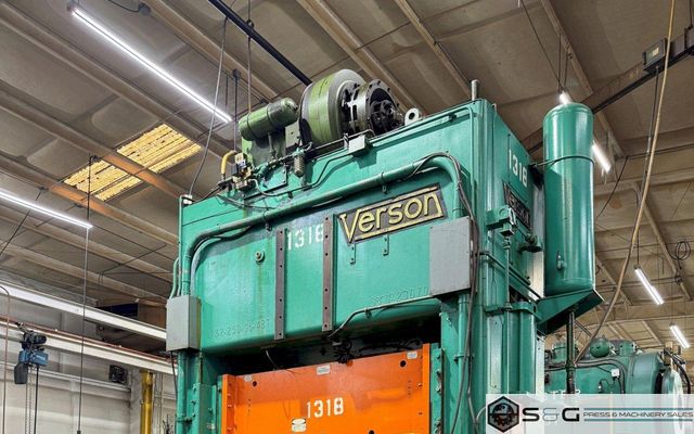 250 ton Verson S2-250-96-48T Straight Side Mechanical Stamping Press For Sale