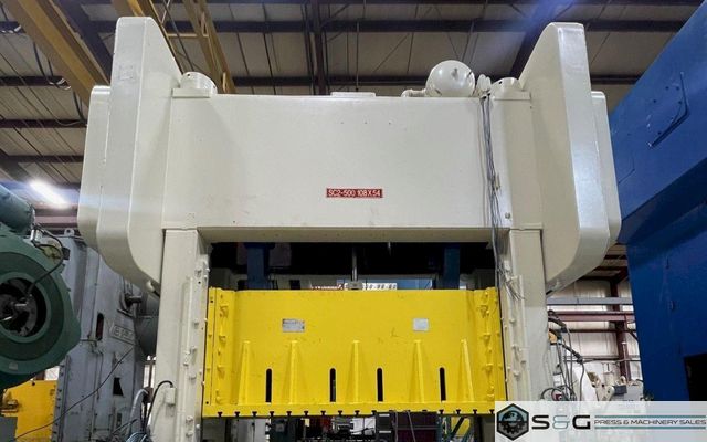 500 ton Bliss SC2-500-108-54 Used Straight Side Mechanical Metal Stamping "Link Drive" Press, Year New 1989, Rebuild is Complete and Ready To Ship!