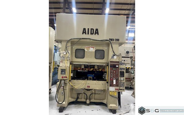 200-TON AIDA PMX-L2-200(1) USED MECHANICAL METAL STAMPING PRESS FOR SALE, YEAR 1990