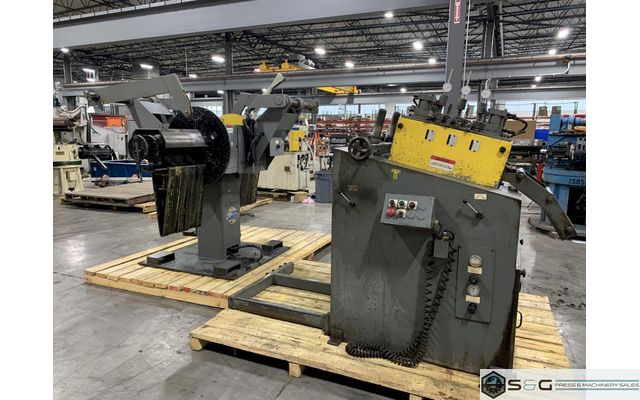 2500 lbs. x 12" Coe Press Equipment Double End Reel and Powered Straightener