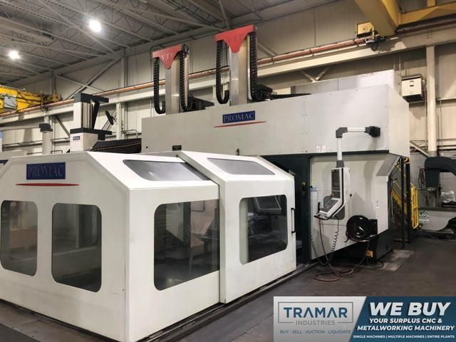 Promac Zephyr VTT Dual Head Bridge Mill with (1) Roughing Head and (1) 5 axis Finishing Head