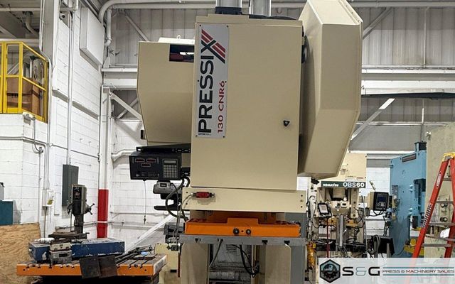 130 ton Pressix Adjustable Stroke Metal Stamping Gap Frame Back Geared Press, Year 2006