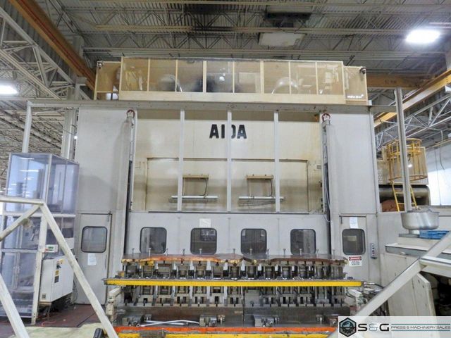 500 metric Ton Aida TMX-S2 Straight Side Double Crank Mechanical Progressive Die Metal Stamping Press, Year 1995