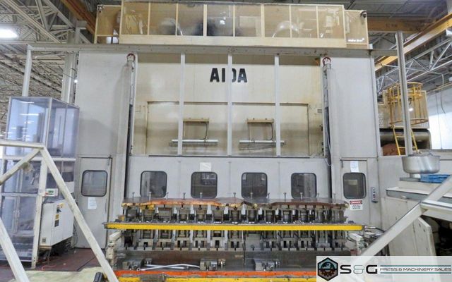 500 metric Ton Aida TMX-S2 Straight Side Double Crank Mechanical Progressive Die Metal Stamping Press, Year 1995
