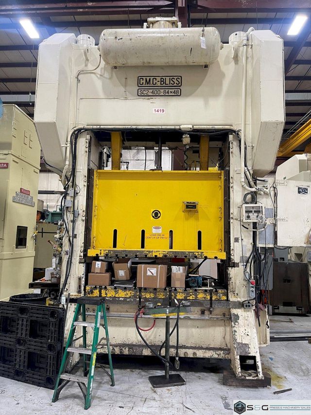 400 ton Bliss SC2-400-84-48 Used Straight Side Mechanical Metal Stamping Press For Sale, Year 1980, Good Running Press!