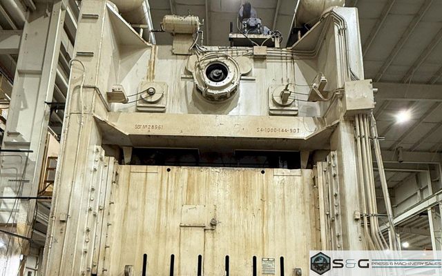 1000-ton Verson S4-1000-144-90T Straight Side Press - Used, Double Crank Stamping Press For Sale