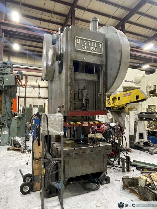 150 ton Minster G1-150 OBI Mechanical Metal Stamping Press For Sale, Variable Speed, Under Power!