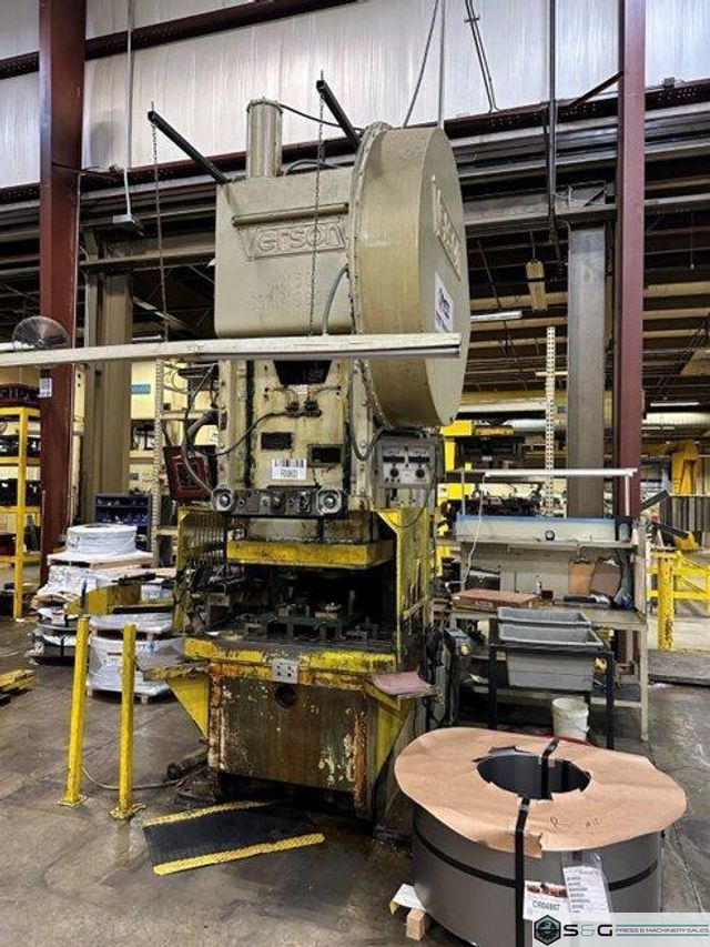 150 ton Verson Single Crank Mechanical Metal Stamping Gap Frame Press For Sale, Model 150-OBI