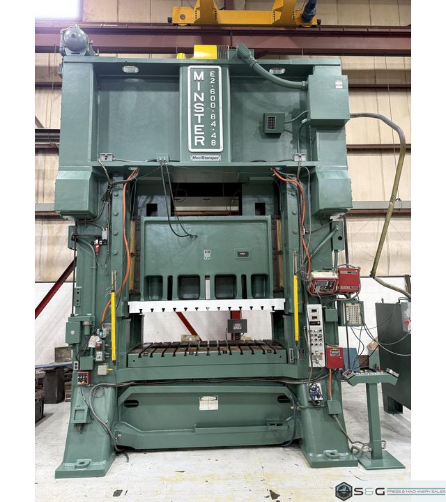 600-ton Minster E2-600-84-48 Hevi-Stamper Straight Side Metal Stamping Press For Sale, Year 1987