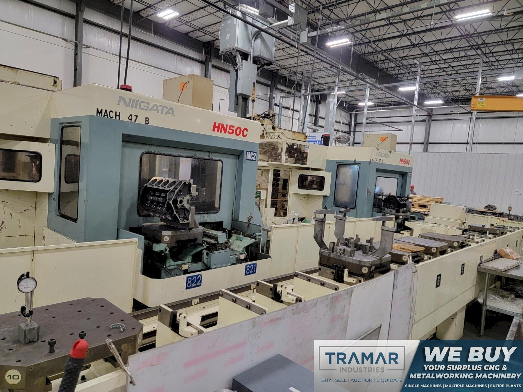 (2) Niigata HN50C Used CNC Horizontal Machining Centers with 10 Pallet Pool For Sale