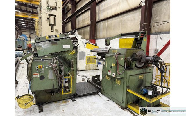 15,000 lbs. x 24" wide Feed Lease Coil Reel with Feed Lease Powered Straightener For Sale - Models PR-15M-42 and FLCC-24-76-7
