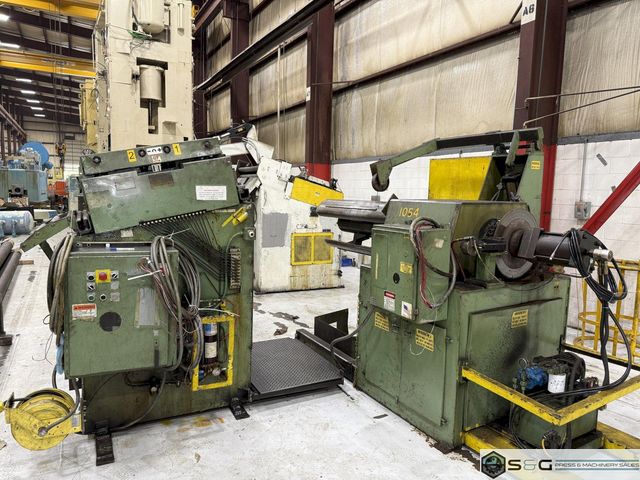 15,000 lbs. x 24" wide Feed Lease Coil Reel with Feed Lease Powered Straightener For Sale - Models PR-15M-42 and FLCC-24-76-7