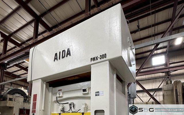 300-ton Aida PMX-L2-300(1) Used Straight Side Mechanical Stamping Press For Sale, "New" Press Controls Included. Year 1990