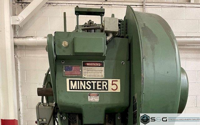 45 ton Minster #5 SS, OBI / Gap Flywheel Mechanical Metal Stamping Press, Year 1985, Excellent Condition!