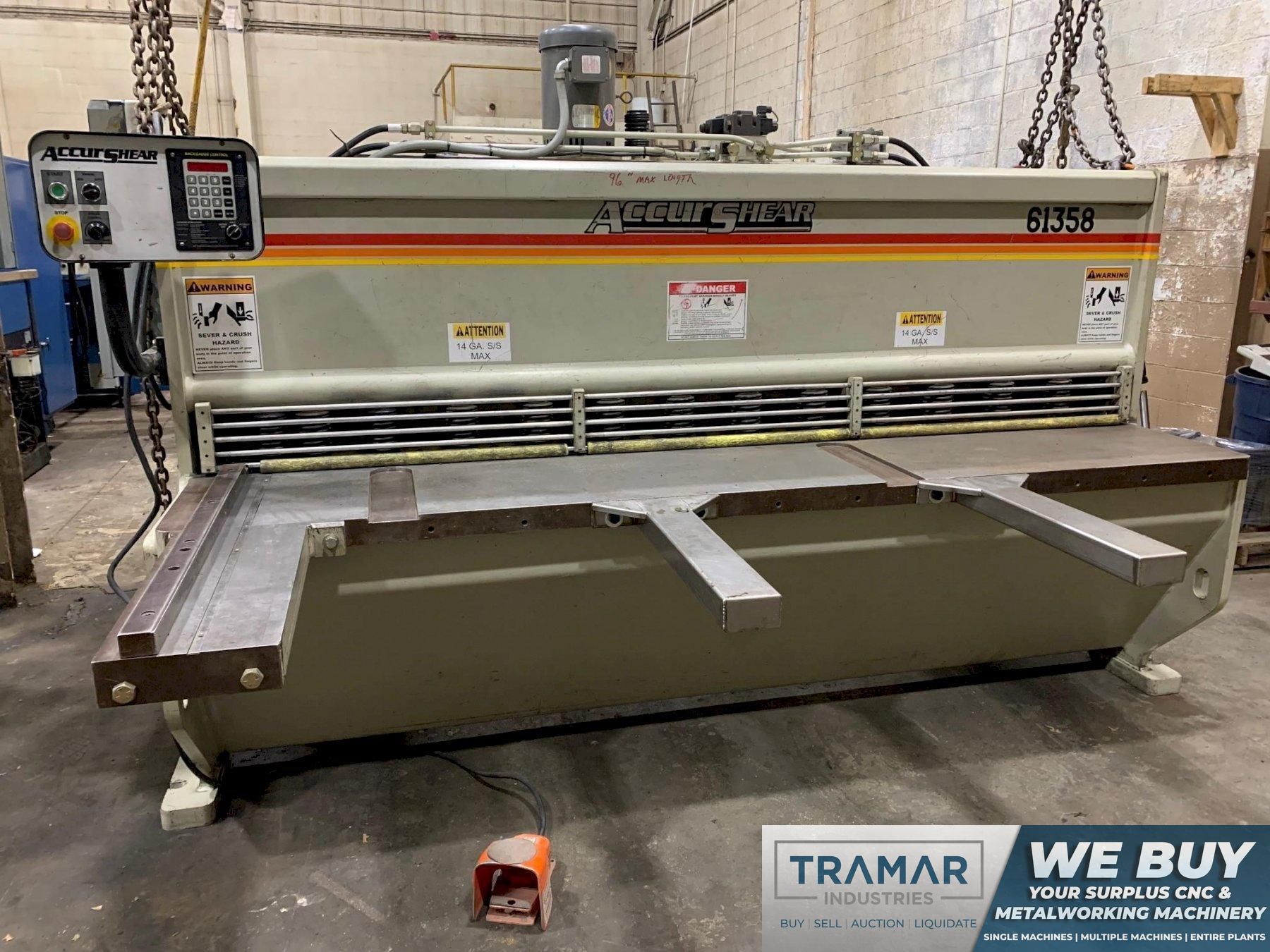 Accurshear Model 61358 8' x 10 Gauge Hydraulic Shear