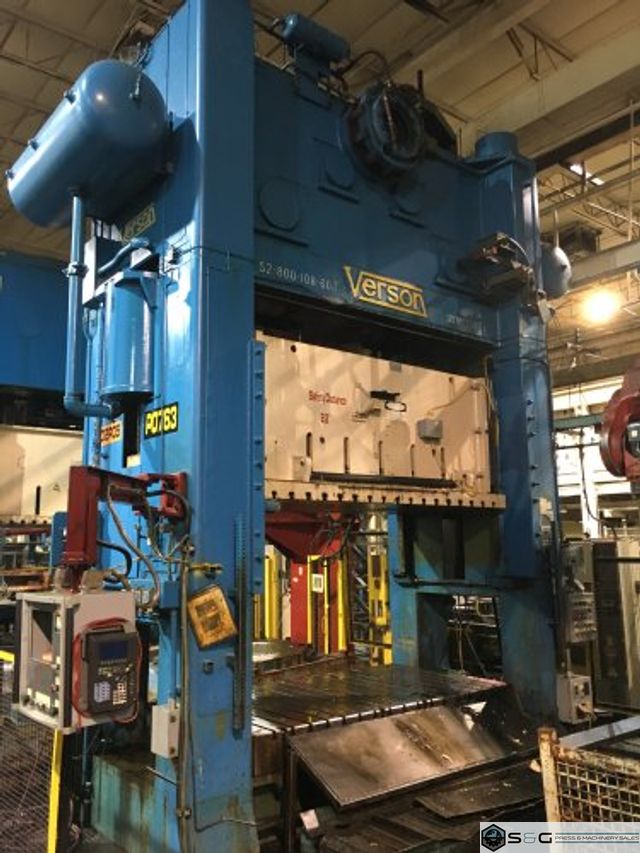 800 Ton Verson S2-800-108-60t Straight Side Mechanical Metal Stamping Press