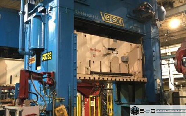800 Ton Verson S2-800-108-60t Straight Side Mechanical Metal Stamping Press