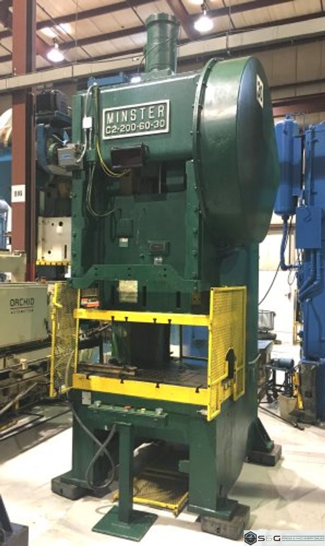 200 Ton Minster G2-200 Used Mechanical Metal Stamping Double Crank Gap Frame Press For Sale
