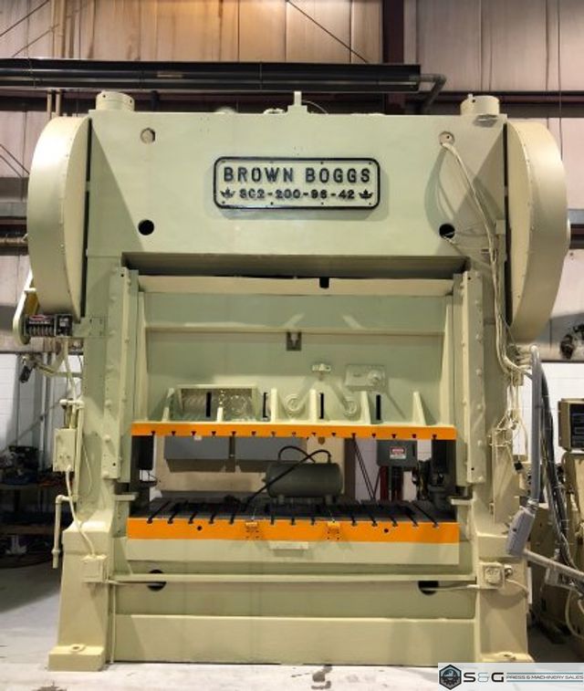 200 Ton Brown & Boggs SC2-200-96-42 Used Straight Side Mechanical Metal Stamping Press For Sale, Underpower!