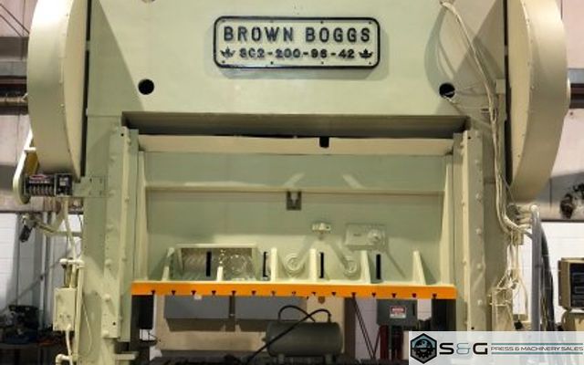 200 Ton Brown & Boggs SC2-200-96-42 Used Straight Side Mechanical Metal Stamping Press For Sale, Underpower!