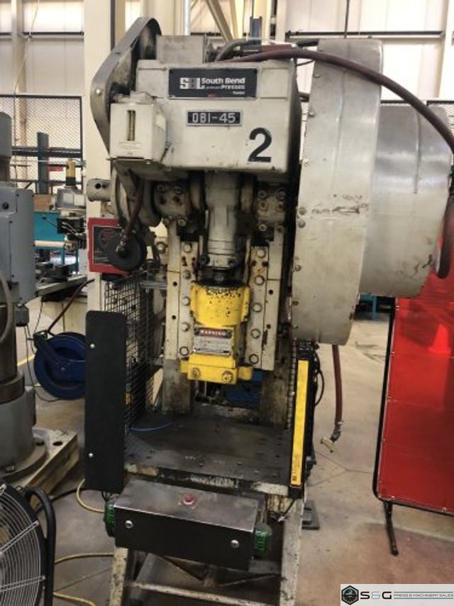 45 Ton SB Johnson 45-FW-AC Used OBI Mechanical Metal Stamping Press For Sale, Under Power