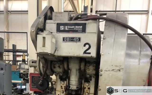 45 Ton SB Johnson 45-FW-AC Used OBI Mechanical Metal Stamping Press For Sale, Under Power