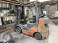 Toyota model 8FGCU25 L/p powered fork lift truck s/n 47976, 3500# capacity, 189" lift, squeeze forks