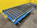 5,000 LBS X 96" X 48" BISHAMON HYDRAULIC SCISSOR LIFT TABLE WITH ROLLER CONVEYOR TOP, 115 VOLT: STOCK #20963