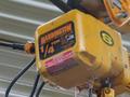 Overhead Hoist &amp; Crane Specialists Heavy Duty Steel Mold Table with Overhead Hoist System, Contrex Model B586 1/4 Ton Jib Cane w  2 Ton Electric Chain Hoist, I Beam, Trolley- Auction Item