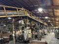 approx. 100' distribution belt conveyor with hoppers and supports