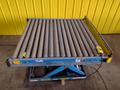 3,000 LBS X 48" X 48" ROTO-MAX HYDRAULIC SCISSOR LIFT TABLE W/ ROTARY LEWCO ROLLER CONVEYOR TOP, 110 VOLT: STOCK #20877