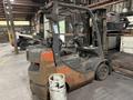 Toyota model 8FGCU25 L/p powered fork lift truck s/n 47976, 3500# capacity, 189" lift, squeeze forks