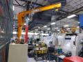 1 TON X 12' X 15' HIGH BEACON LINE FREE STANDING PEDESTAL JIB CRANE W/ KONE KX5 HOIST: YOBRO #26475
