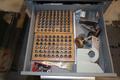 Black Diamond 2C DRILL GRINDER, Assorted Collets &amp; Grinding Wheels, Mounted on Kennedy 5-Drawer Cabinet w/ Dust Shroud- Auction Item